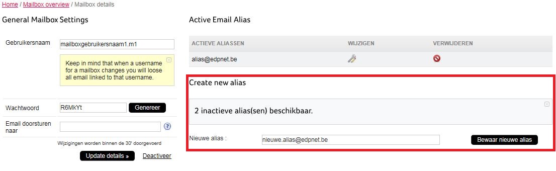 Hoe activeer ik een nieuwe mailbox en een nieuw e-mailadres