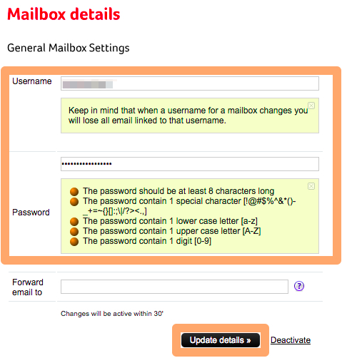 How can I change my mailbox logins? How can I change my mailbox logins?