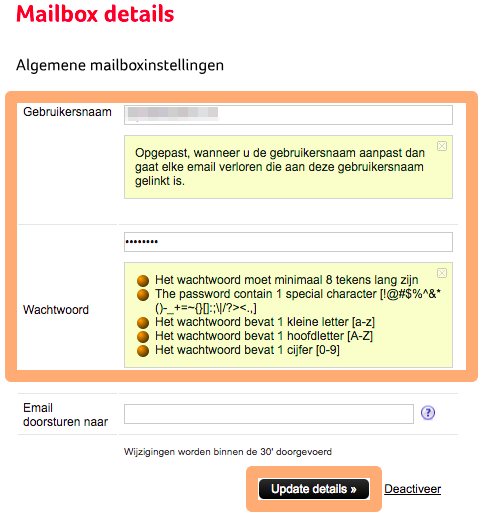 Hoe kan ik mijn mailbox logins wijzigen Hoe kan ik mijn mailbox logins wijzigen