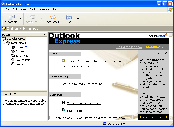 Outlook Express configuration