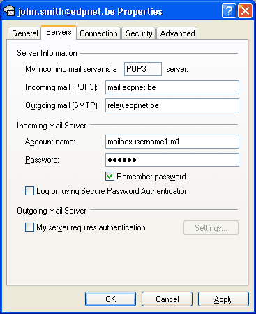 Outlook Express configuration