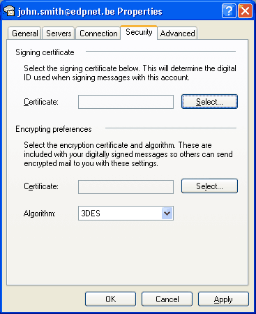 Outlook Express configuration