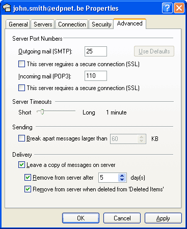 Outlook Express configuration