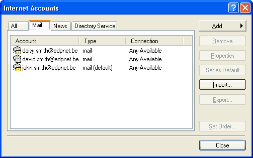 Outlook Express configuration