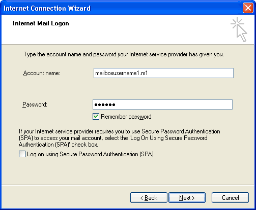 Outlook Express configuration