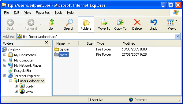 FTP via Internet Explorer