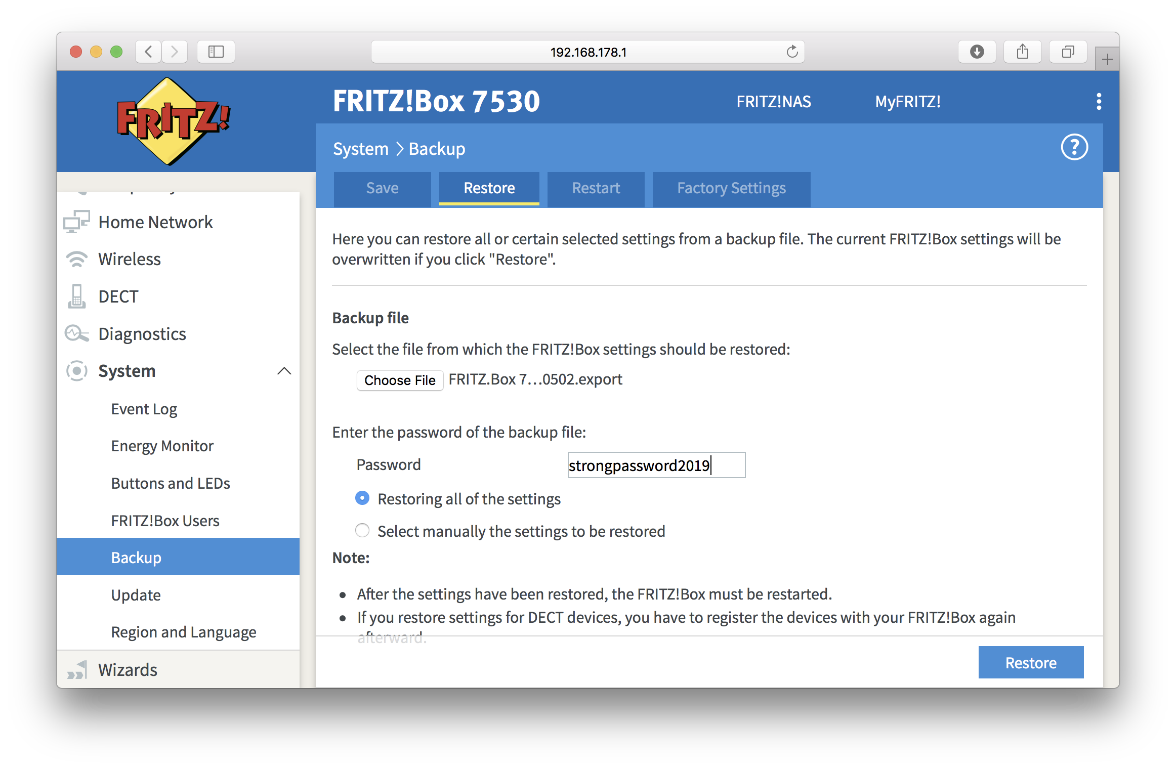 How do I back up and restore my FRITZ!Box How do I back up and restore my FRITZ!Box