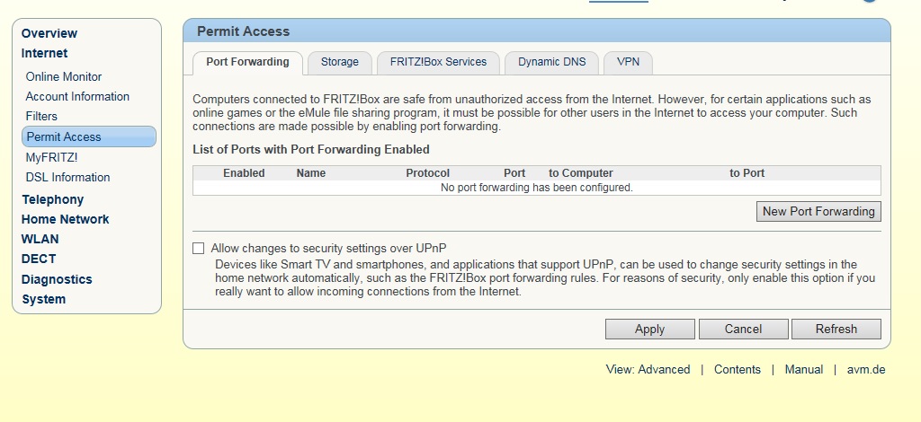 Hoe kan ik port forwarding in FRITZ!Box configureren