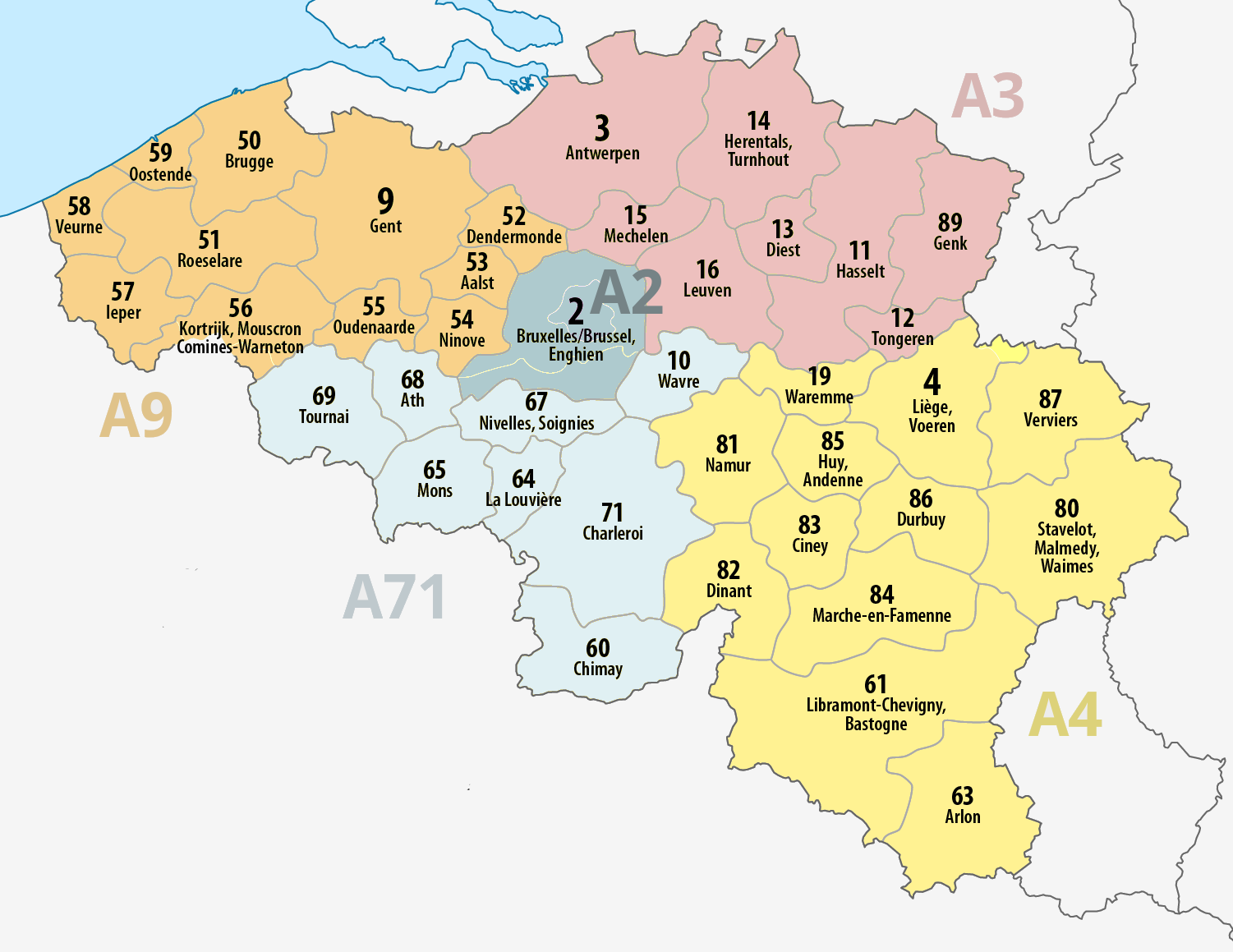 Service areas in België