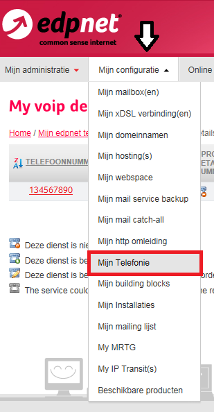 Hoe activeer ik voicemail van mijn edpnet Telephony