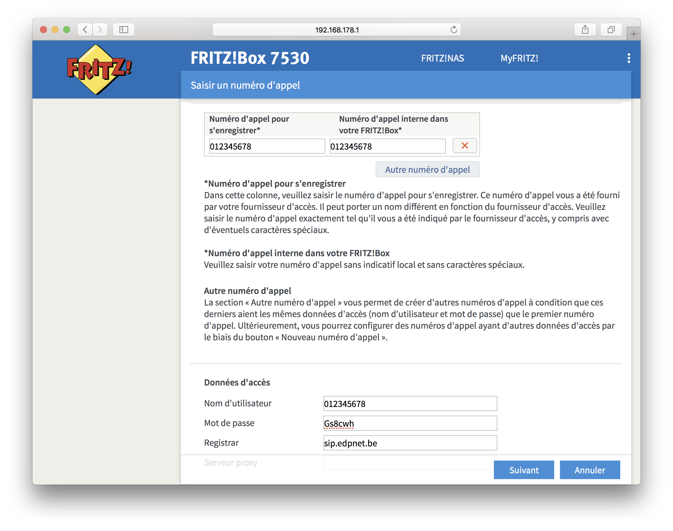 Comment configurer edpnet telephony sur ma FRITZ!Box